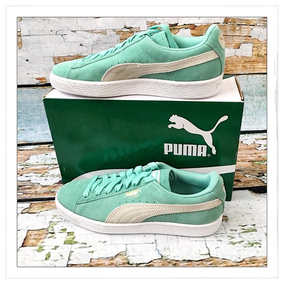 Puma Mint Green Suede Classic Sneakers - Picture 2 of 8